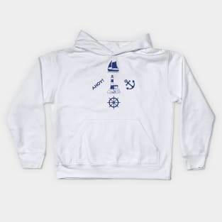 Sailing Illustrative Design Navy Blue Kids Hoodie